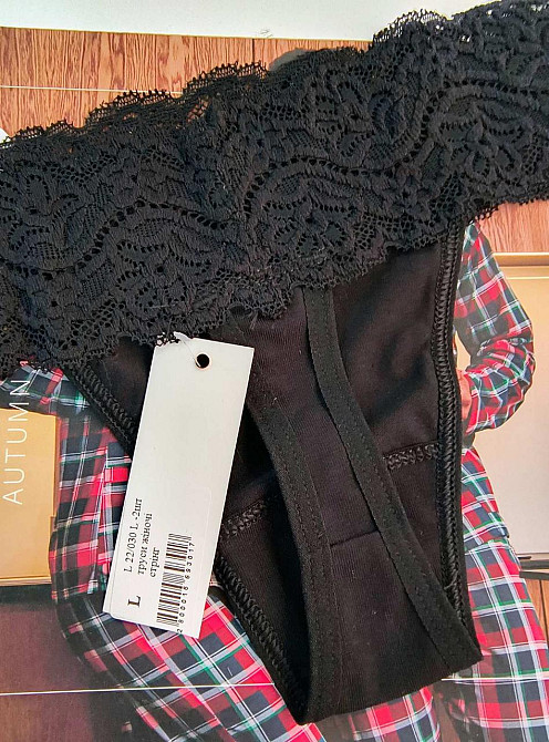 Стринги кружевные хлопок (2шт в уп) Lans 22/030 XL, Черный Киев - изображение 6