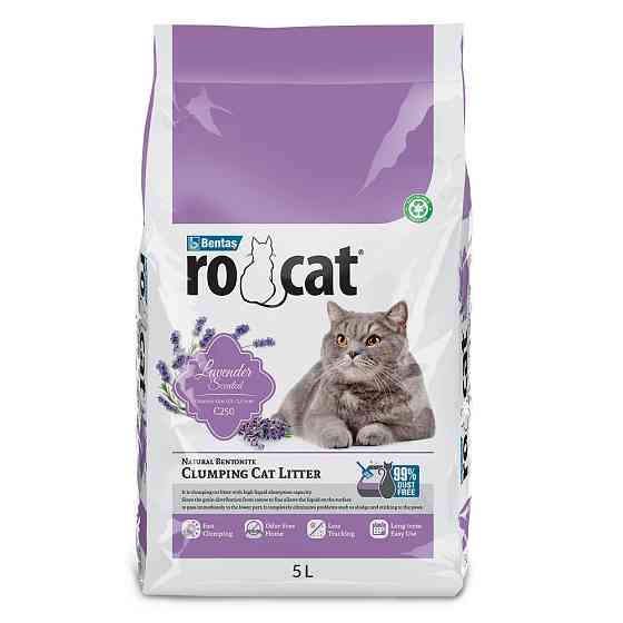 Бентонитовый наполнитель RoCat Lavender Scented для кошачьего туалета, с ароматом лаванды, 5 л (4.3 кг) Киев
