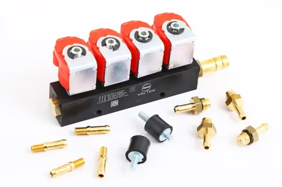 Форсунка ГБО Valtek 3 Ом (4 шт. с рейкой, штуцерами, амортизаторами, с жиклерами) Винница