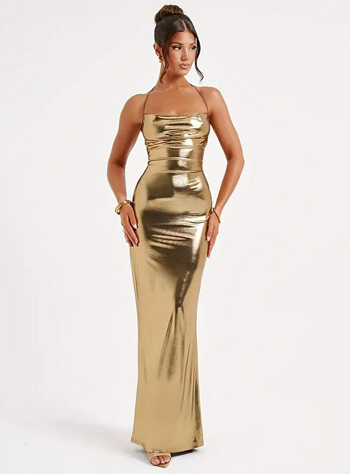 Женское блестящее платье золотистый XXL Киев - изображение 6