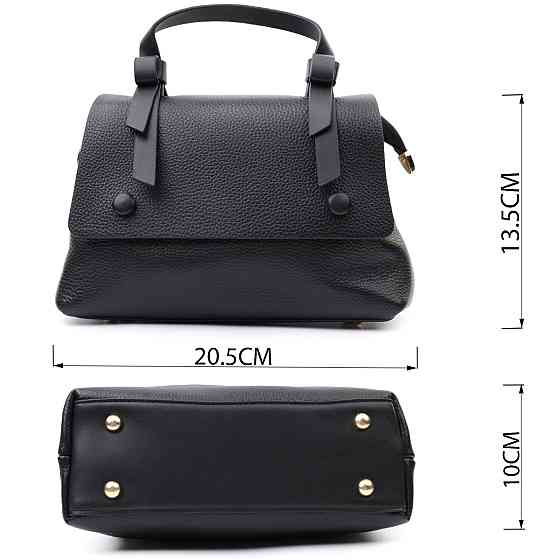 Люксовая сумка для женщин с короткой ручкой из натуральной кожи Vintage 22670 Черная Киев