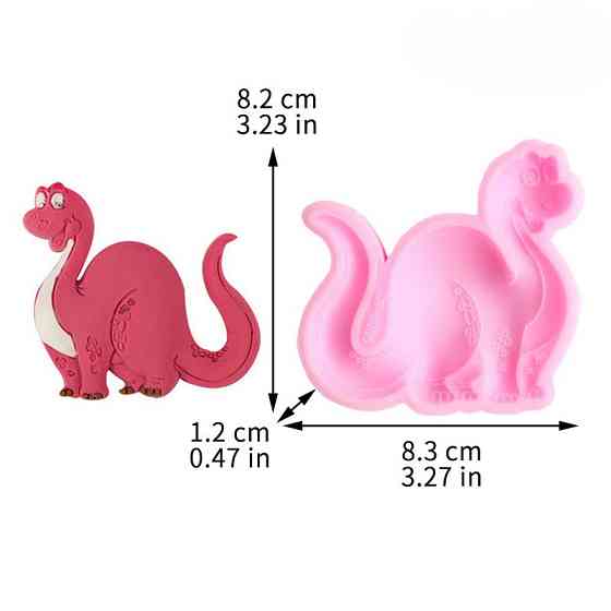 Молд силіконовий Динозавр 83 на 82 мм рожевий Київ
