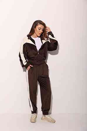 Жіночий прогулянковий костюм із контрастними вставками велюр 48/52 Одеса