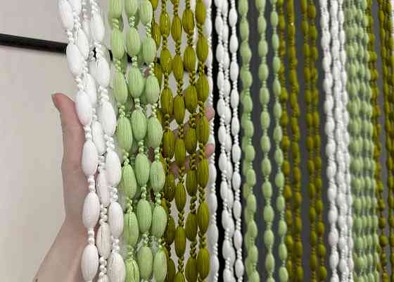 Штори-нитки "Шиніл" з люрексом Білий з оливково-м'ятним 300х300см 1 шт (61-098) Київ