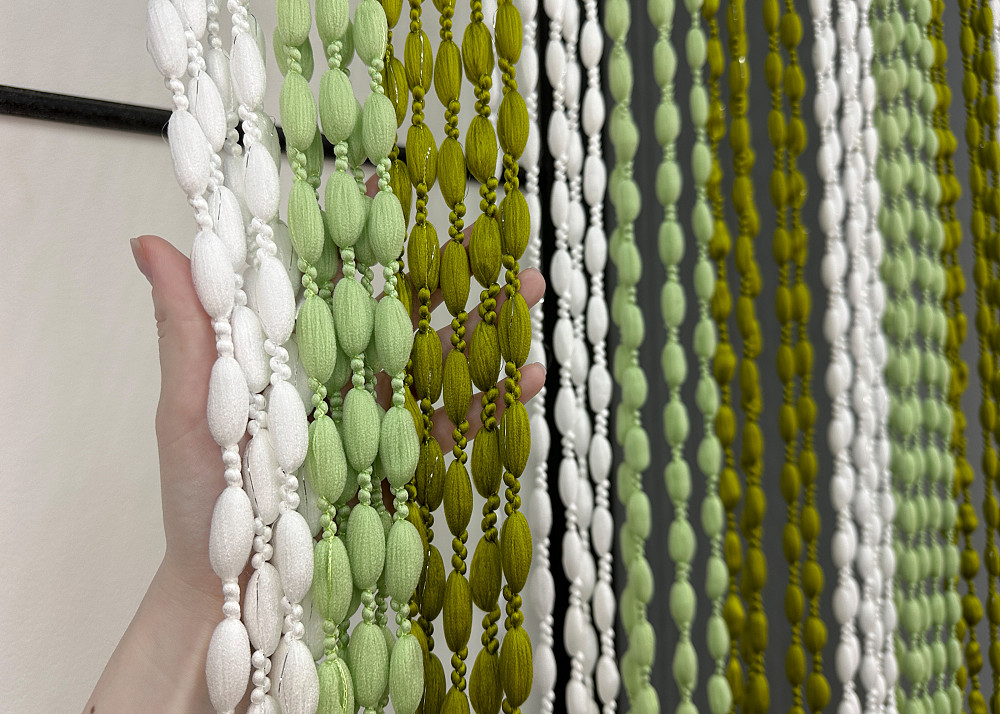 Штори-нитки "Шиніл" з люрексом Білий з оливково-м'ятним 300х300см 1 шт (61-098) Київ - фото 6