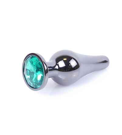 Анальна пробка - Jewellery Dark Silver BUTT PLUG- Green Sex Aura Київ