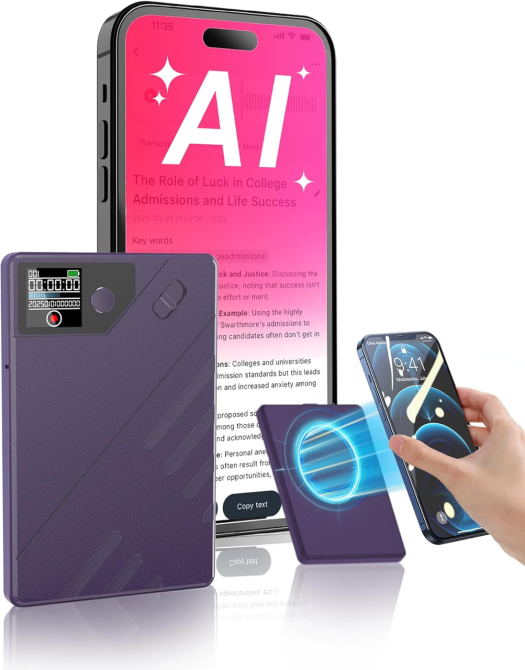 AI Диктофон E EAZEYAI 64GB — Транскрипція 112 мов, Розумне резюме (ChatGPT), Синхронний переклад, Шумозаглушення, USB-C Київ - фото 2