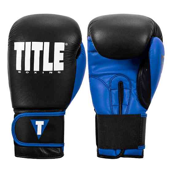 Боксерські рукавиці TITLE Boxing Dynamic Strike Black/Blue 12 oz (бинти 4м. у комплекті) Каменское