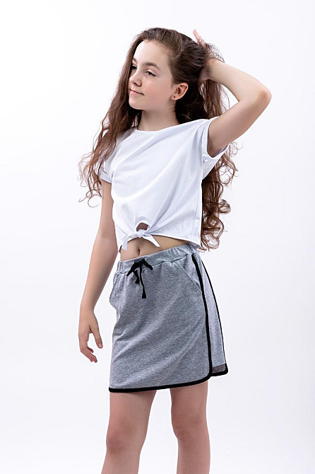 Юбка для дівчаток, сірий меланж, літня, топ 152 Крохатушка одяг Київ - фото 1