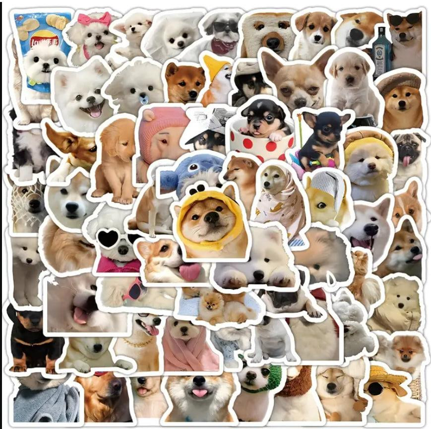 50 милых реалистичных наклеек с щенками. Водонепроницаемые виниловые эстетические наклейки с собакам Киев - изображение 1