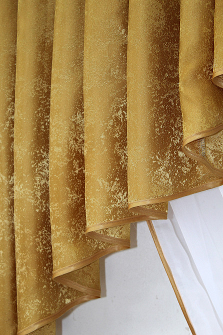 Кухонный комплект VR-Textil № 039к шторка с ламбрекеном белый с золотистым 180х170 см (52-0524) Киев - изображение 5