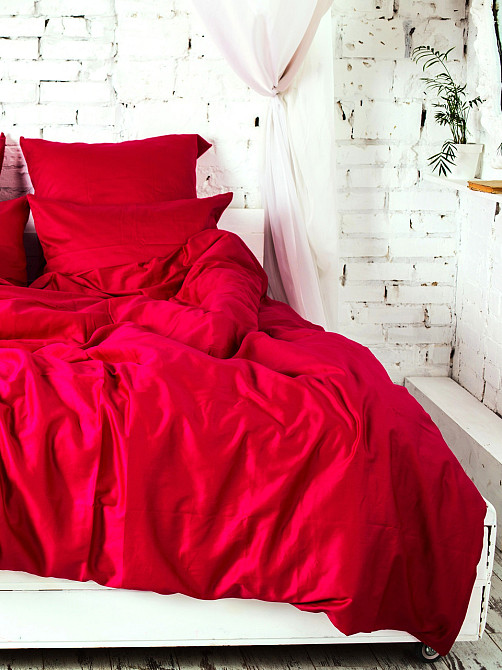 Ecotton Підковдра на блискавці Ecotton полуторний 147х210 см сатин із бавовни однотонний червон Коломия - фото 1