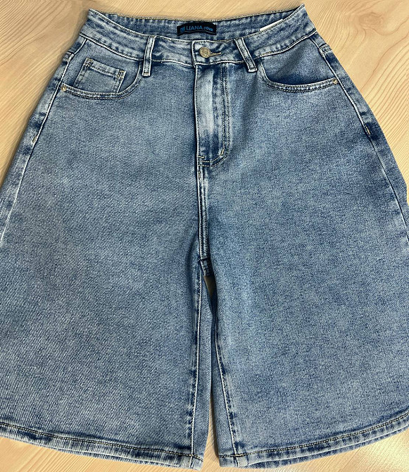 Шорти жіночі джинсові Liana 4-002 бермуди класичні середня довжина до колін стрейчеві блакитні, блакитний, 30, 30, 78 см, 107 см Київ - фото 16