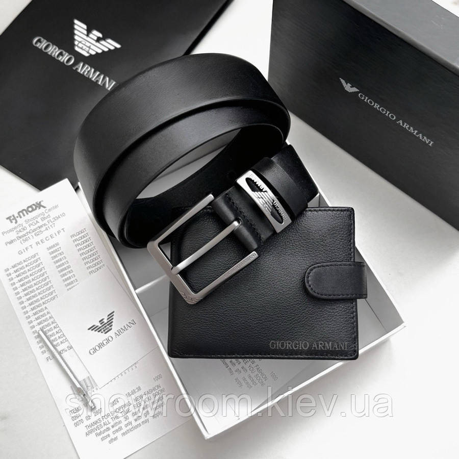 Чоловічий подарунковий набір портмоне та ремінь Armani (113) Київ - фото 9