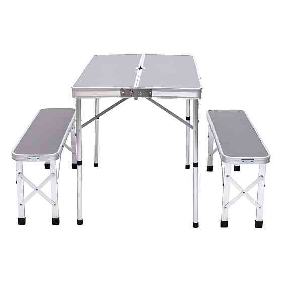 Комплект туристичний стіл + 2 лавки складні меблі Сірий Lugi JY-9060G Коломия