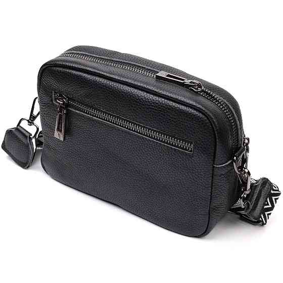 Компактная женская сумка кросс-боди из натуральной кожи Vintage 22294 Черная Киев