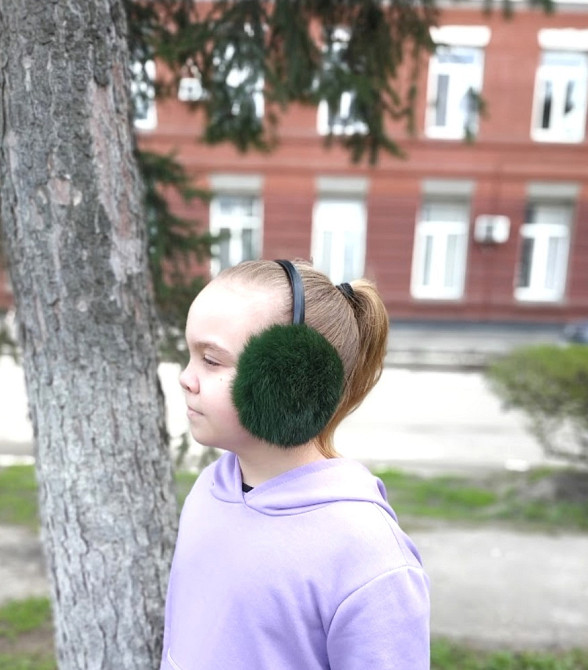 Наушники меховые детские из кролика Хаки Харьков - изображение 2