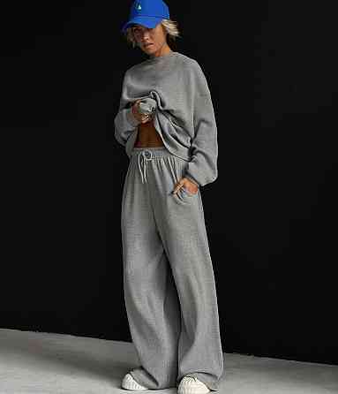 Женский стильный прогулочный костюм двойка трикотаж вафелька Одесса