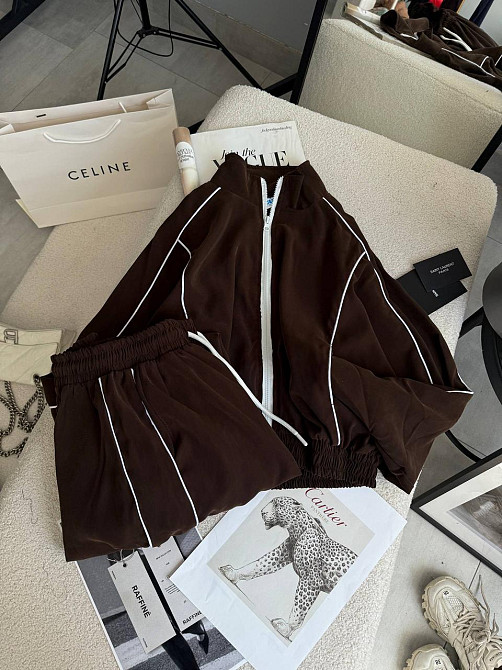 Женский стильный трендовый костюм двойка купра Шоколад, 44/46 Одесса - изображение 5