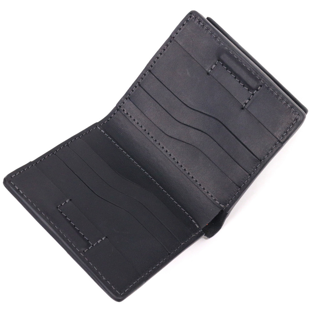 Чоловічий шкіряний гаманець із монетницею Серце GRANDE PELLE 16741 Чорний Київ - фото 5