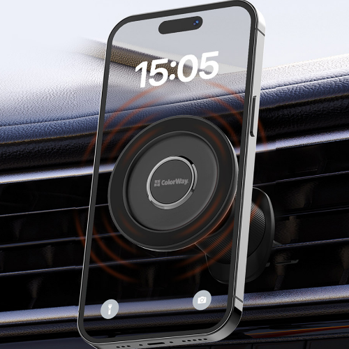 Тримач автомобільний для мобільного Air Vent-5 ColorWay CW-CHM15-BK магнітний чорний Житомир