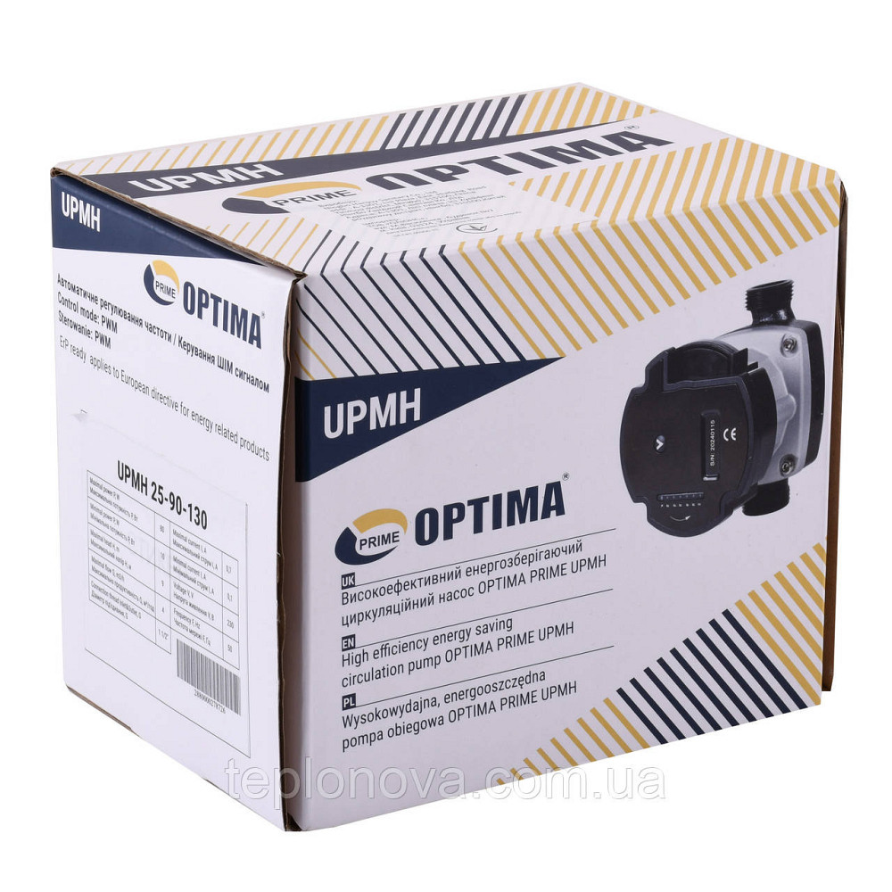 Насос циркуляційний енергоощадний Optima PRIME UPMH 25-90AUTO 130 мм + гайки Чернівці - фото 4