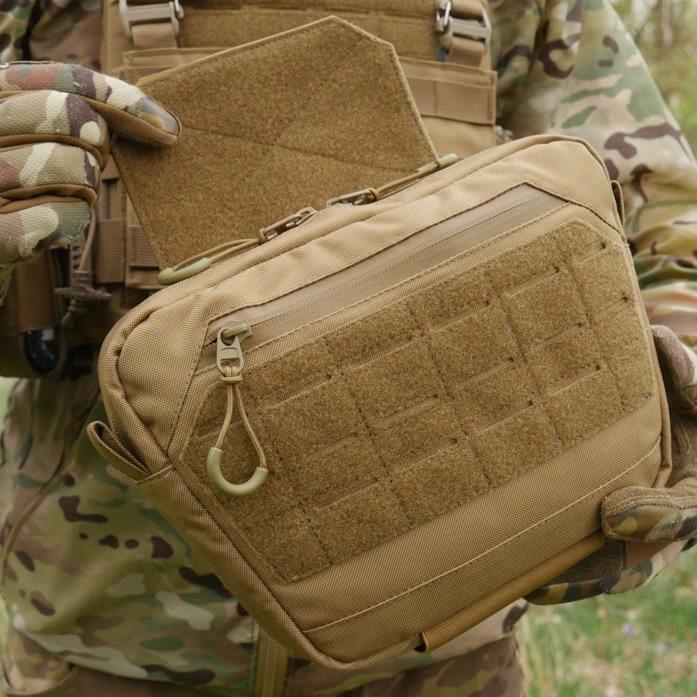 Сумка-напашник XL Kiborg GU Cordura Coyote. Сумка напашник койот с велкро панелью на плитоноску Киев - изображение 10