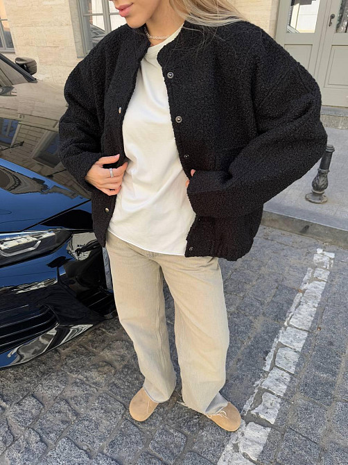 Женский стильный бомбер на кнопках кашемир барашек Одесса - изображение 4