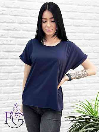 Літня блузка футболка вільного крою "Moment" оптом | Норма і батал 46-48, Темно-синій Київ