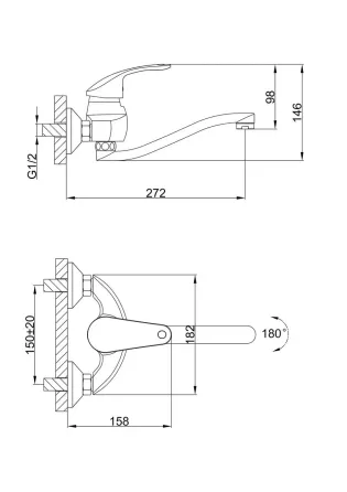 Змішувач для кухні настінний Frap F4621, хром Київ