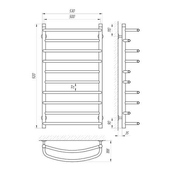Водяна сушарка для рушників Laris Євромікс П10 500x900 Київ