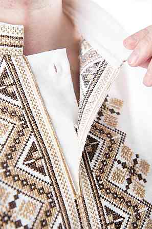 Вышиванка мужская,  льняная, молочная лен Юрма одяг, топ Киев