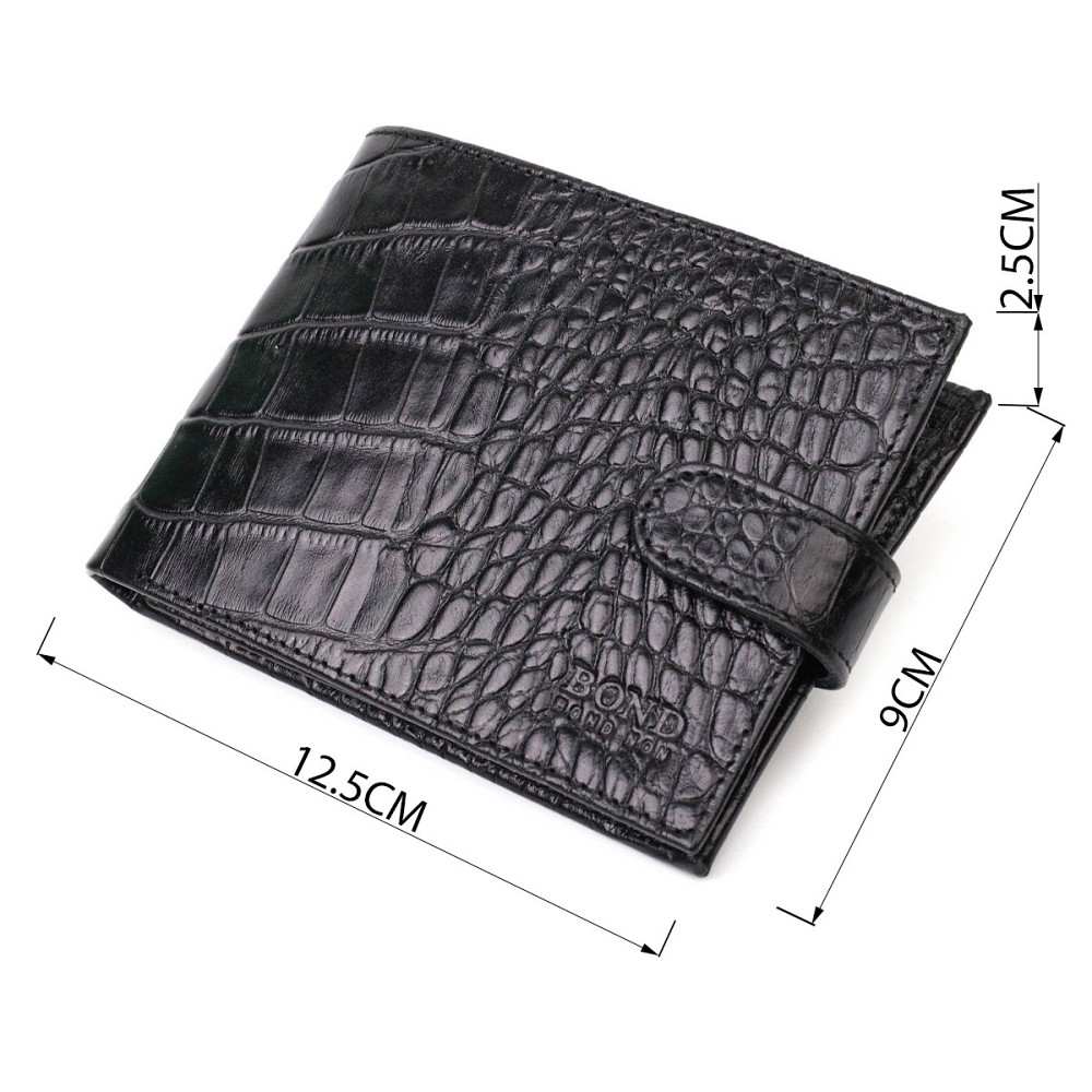 Модный бумажник для мужчин из натуральной фактурной кожи с тиснением под крокодила BOND 21995 Черный Киев - изображение 8