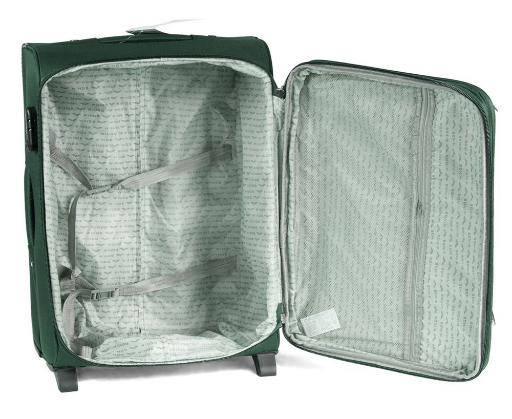 Валіза тканинна WINGS 1701 мала 55 см 2 колеса зелена Київ - фото 6