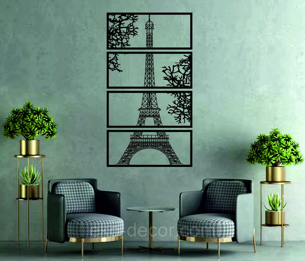 Панно  «Ейфелева вежа» Декор на стіну 70*126 см, Чорний Київ - фото 6