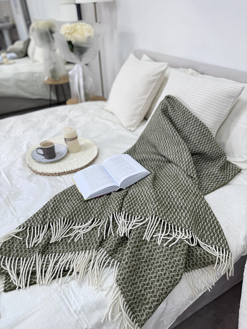 Vladi Плед Vladi 140x200 см из 100% вовни вівці з Нової Зеландії зелений Киев - изображение 2