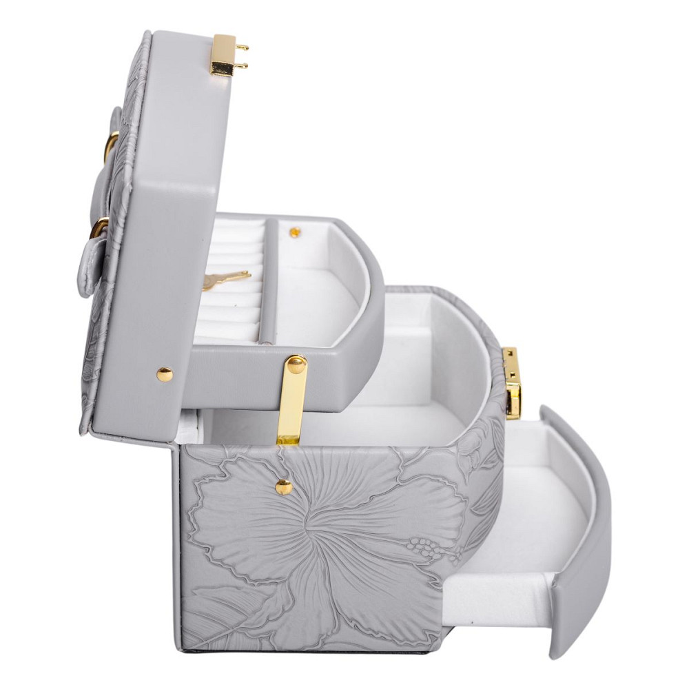 Скринька для прикрас з еко шкіри 3 яруси із замком органайзер для ювелірних виробів HP-5-23G Коломия - фото 5