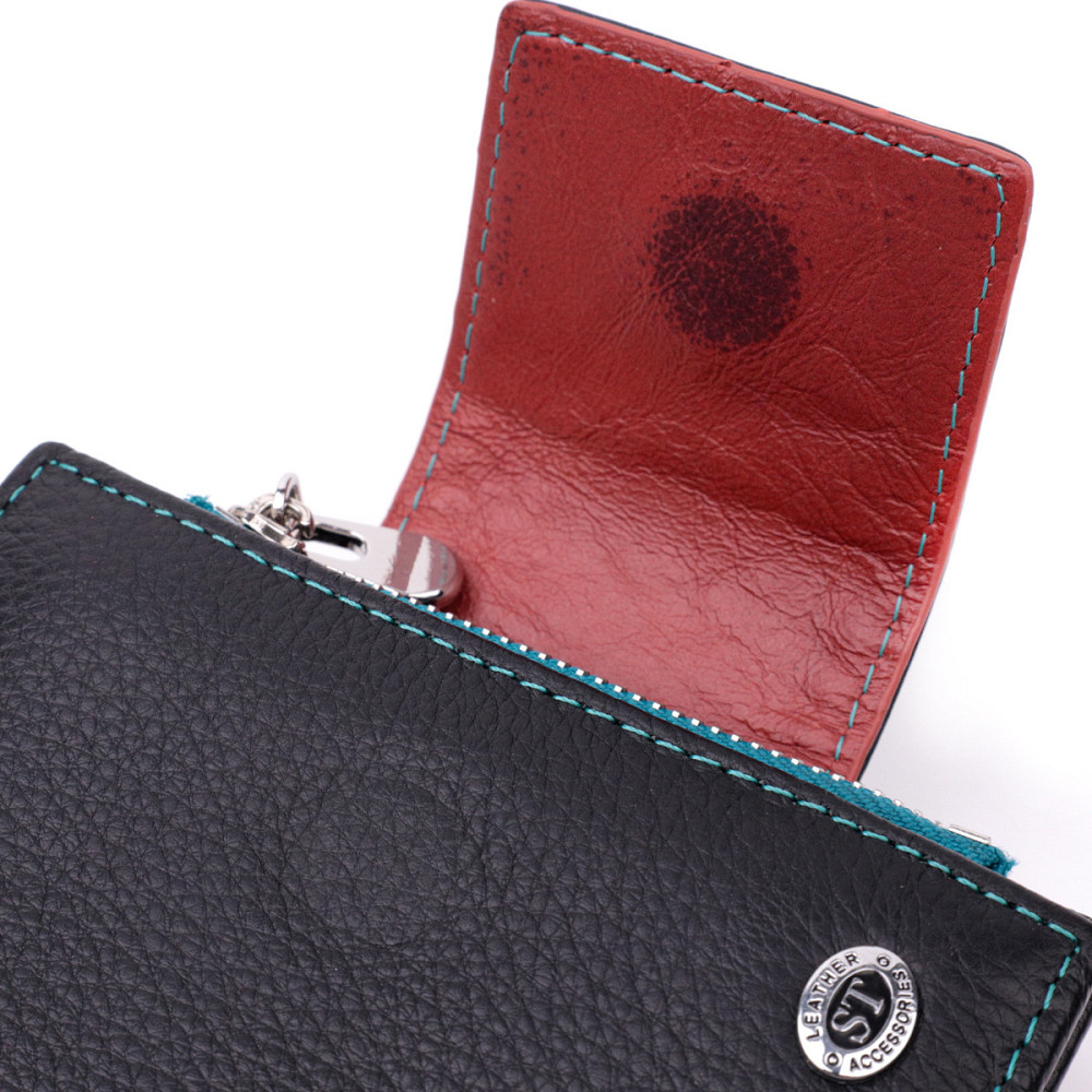 Портмоне для женщин в классическом цвете с интересной монетницей ST Leather 19449 Черный Киев - изображение 3