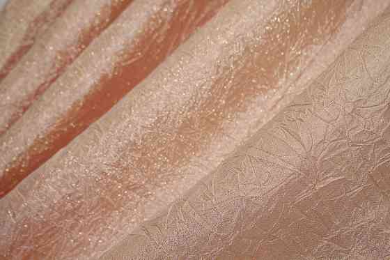 Кухонные шторы VR-Textil № 073к с ламбрекеном и подхватами персиковый с какао 260х170 см (52-0102) Киев