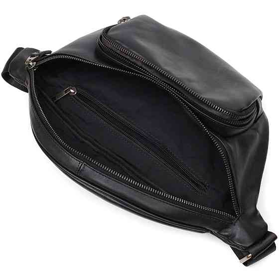 Уникальная мужская сумка через плечо из натуральной кожи SHVIGEL sale_15012 Черная Киев