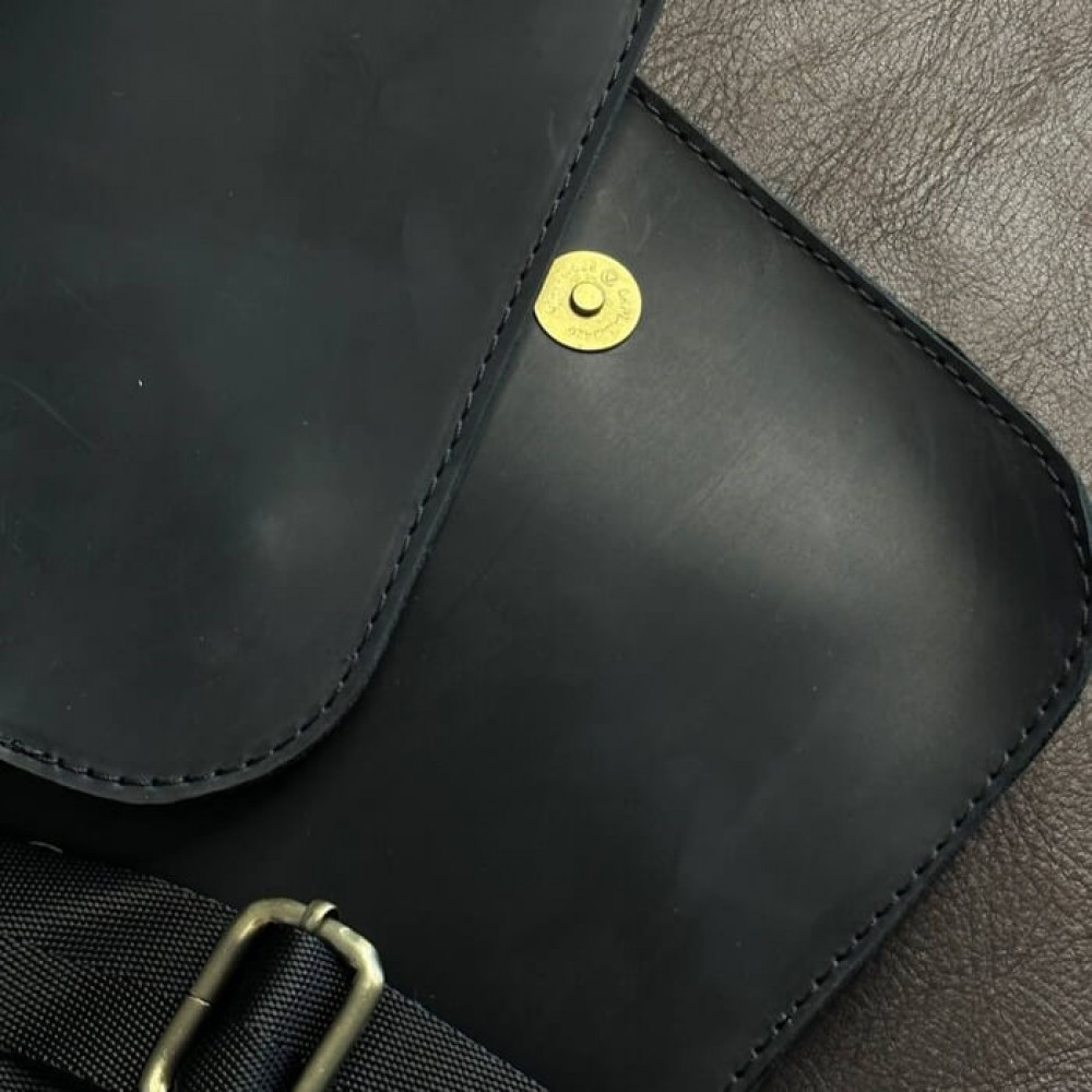 Сумка через плече чоловіча чорна Майамі, сумка месенджер чоловіча 20*24*4 см з широким ремінцемMasterSem Київ - фото 7