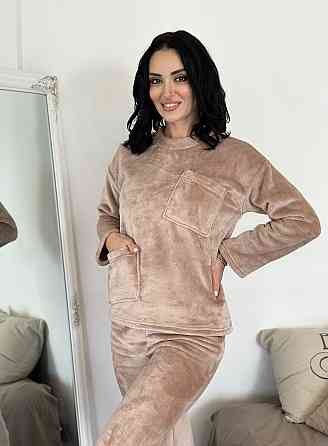 Махровий костюм з декоративними кишенями Luci 54-56, Бежевий Київ