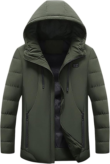 Куртка-парка з підігрівом 15 зон, Softshell, 3 режими, USB, хакі, вітрозахисна, з капюшоном, унісекс Київ - фото 4