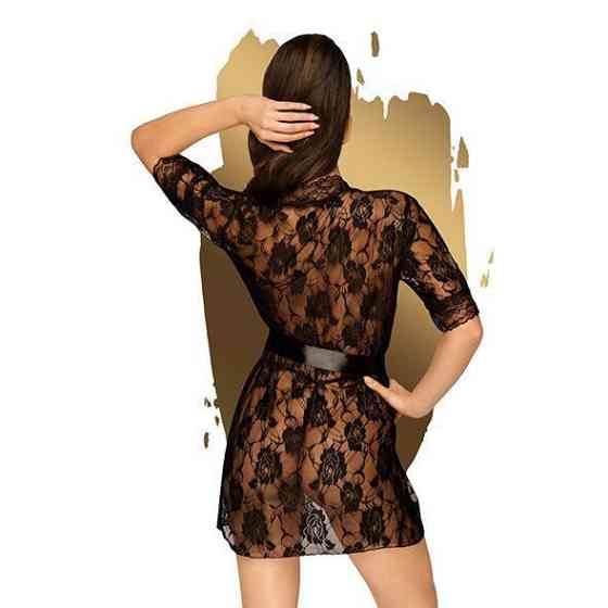 Комплект пеньюар з декором у вигляді троянд та стрінгами Penthouse - Sweet Retreat Black XL Sex Aura Київ