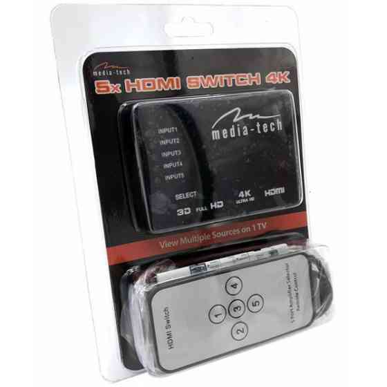 Сплітер HDMI 5xports HDMI switch, remote controlled, 4K resolution support Media-Tech (MT5207) Київ