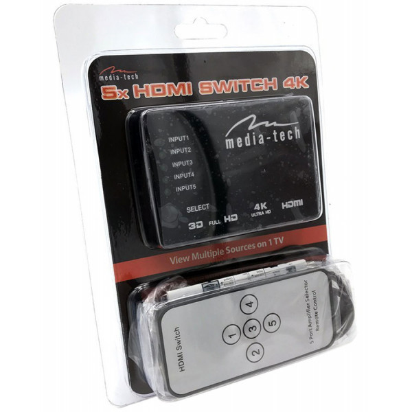 Сплітер HDMI 5xports HDMI switch, remote controlled, 4K resolution support Media-Tech (MT5207) Киев - изображение 4