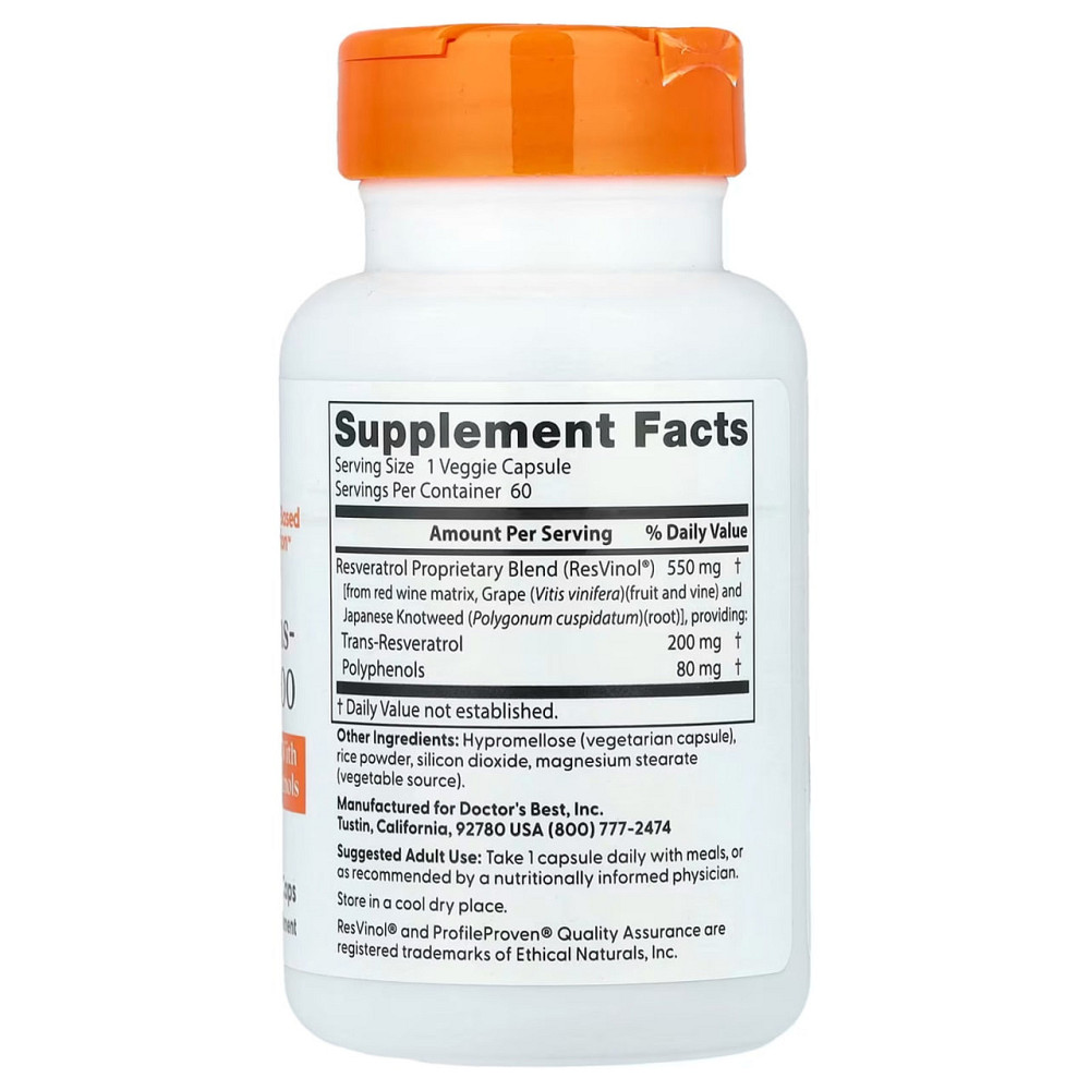 Ресвератрол Doctor's Best Trans-Resveratrol 200 мг 60 вег капс Київ - фото 2