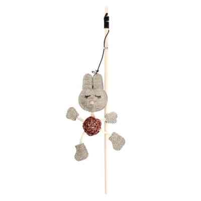 Игрушка для кошек Hippie Pet Удочка с кроликом коричневая 40 см (HIPCW2303010-2) Винница