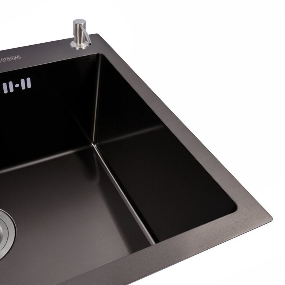 VALESO Кухонна мийка VALESO Handmade PVD 600х450х220 чорна (товщина 3,0/1,5 мм + дозатор в комп Київ - фото 8