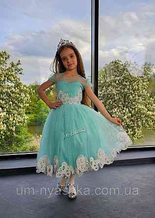 Детское нарядное мятное платье 3Д-Кружево 116-134 Кривой Рог